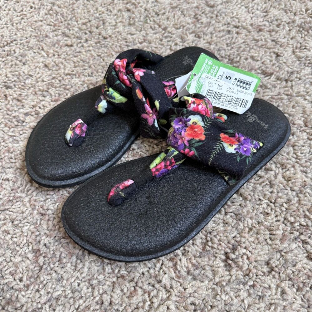 sanuk women size 5 sling sandals shoes flip flops NWT